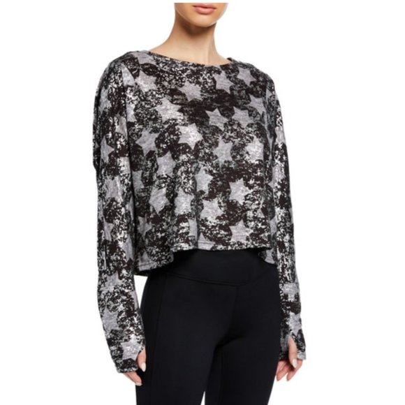 Foil Star-Print Cropped Pullover Sweater - Picture 4 of 11